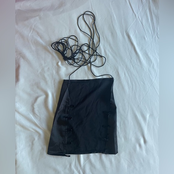 Black lace up silk top - Picture 2 of 2